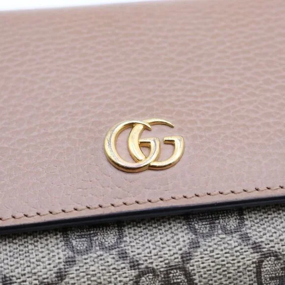 Gucci GG Marmont Bifold Wallet Compact Coin Case Beige Brown Campus - Picture 6 of 6